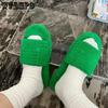 Platform Slippers for Women Fashion Luxury Designer Plus Size Slides Winter New Lady Furry Slipper Non Slip Green Beige Black