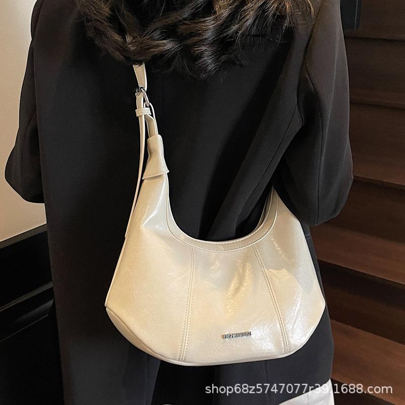 Retro Frosted Large Bag Bag Women's 2025 New Fashion Underarm Croissant Bag Fashionable Large Capacity Shoulder Bag Crossbody Bag