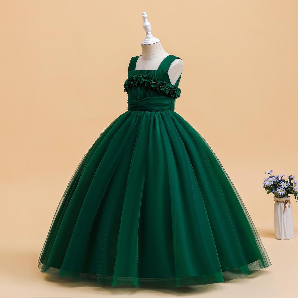 Платье для дня рождения с цветочным принтом длиной до пола для европейских и американских девочек