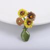 Брошь Подсолнух Модные аксессуары Ретро Суд Антикварная лакированная ваза Подсолнух Темпераментная булавка