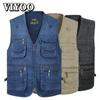 Men's Vest Casual Coat Spring Summer Male Fishing Clothing Loose Cotton Multi-pocket Zipper Windproof Outdoor Outwear Coat Sleeveless Jacket For Man