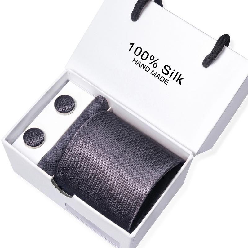 Мужской деловой галстук, квадратный шарф, подарочная коробка, полосатый простой костюм, рубашка, галстук, черный подарочный набор в коробке