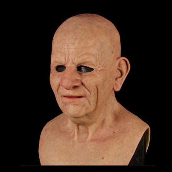Old Man Masque for Adults Realistic Latex Elderly Human Full Head Cover with Lifelike Wrinkle for Halloween Masquerade Cosplay Costume Props
