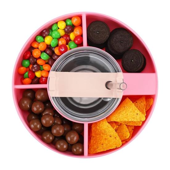 Силиконовое кольцо для закусок с 4 отделениями, идеально подходит для контейнера для закусок, простые многоразовые тарелки для закусок для чашки на 40 унций