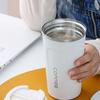 1pc-Coffee Cup with Lid, 304 Stainless Steel Coffee Cup, Summer and Winter Drinks, Birthday Gift