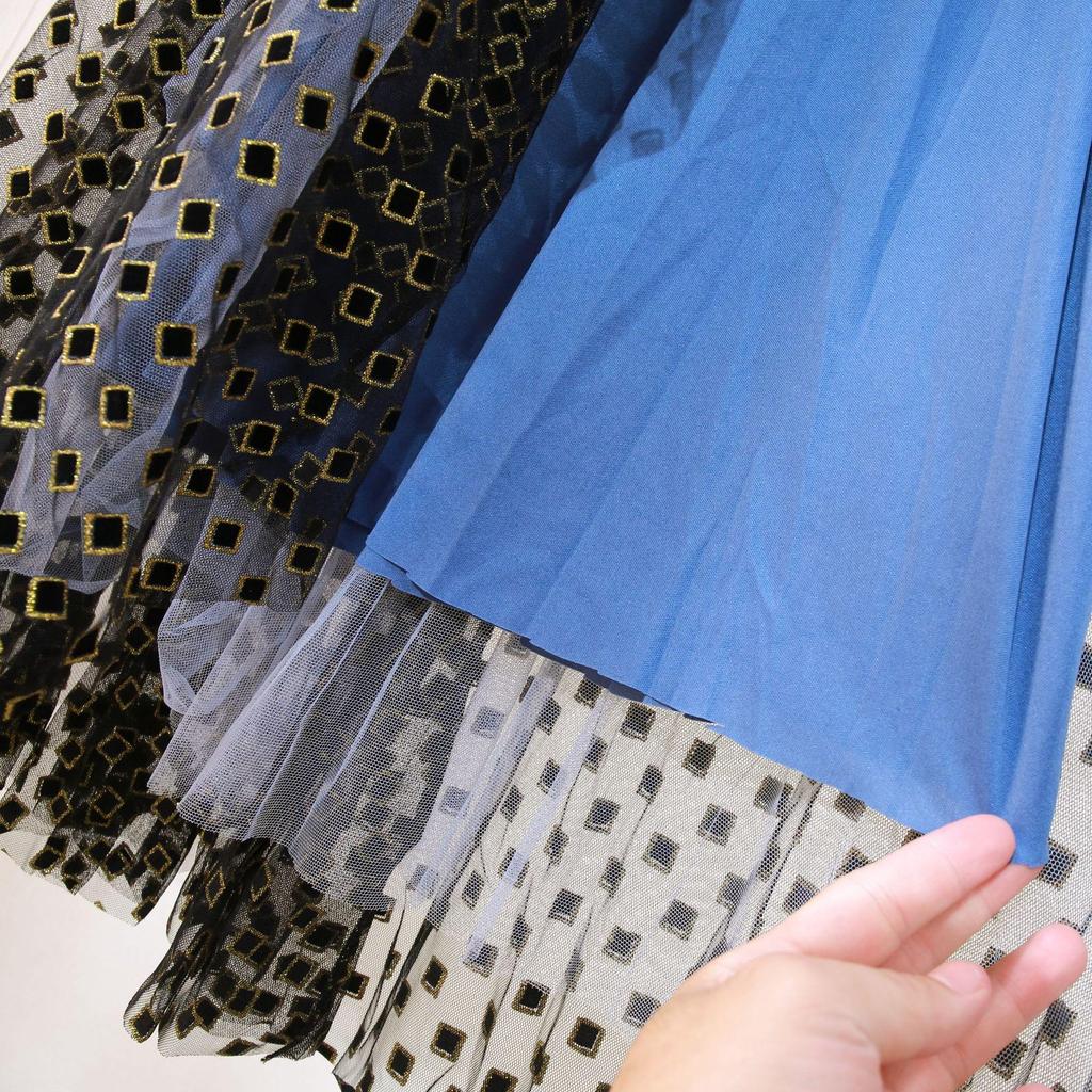 Women's Flocked Mesh Gauze High Waist Skirt - Spring/Autumn 2025 Mid-Length Cake Skirt