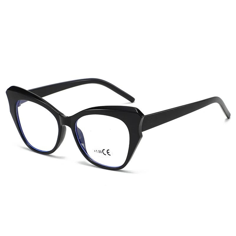 Fashionable Contrasting Cat Eye Presbyopia Glasses New Large Frame Polygonal Anti Blue Light Glasses Stylish Women Eyewear