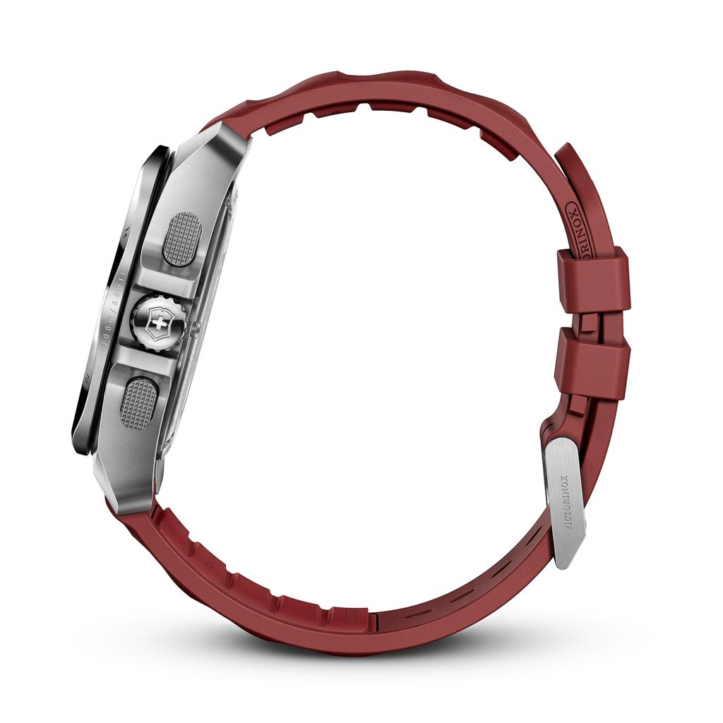 Victorinox CHRONO Корпус из переработанной нержавеющей стали Красный Красный резиновый Покрытие Водостойкий Безель I.N.O.X. Часы, Хронограф, (316L), Циферблат, Ремешок, Устойчивый,