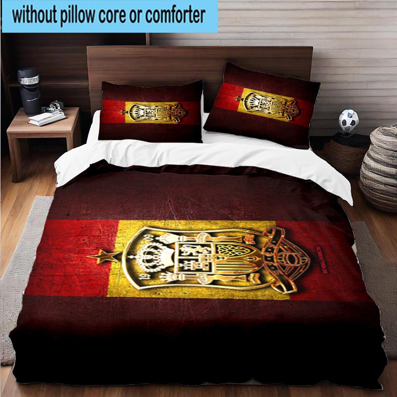 3pcs Spain FC Crest Printed Bedding Set Duvet Cover Closure Includes 1 Duvet Cover & 2 Pillowcases Bedding Sets Home Decor Gifts