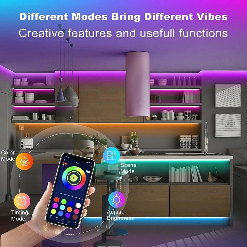 Bluetooth светодиодная лента Smart SMD 5050 Управление через приложение и пульт ДУ Гибкая лента Диодная лампа Лента Подсветка для ТВ Игровая комната Домашний декор