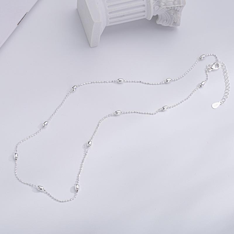 Серебряное Колье-Бусы 925 пробы для Женщин Универсальное Модное Элегантное Ключичное Ожерелье Женские Украшения Подарки Аксессуары