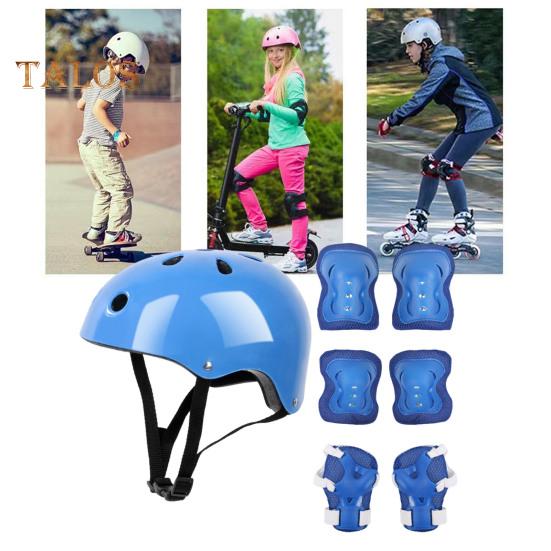 7 шт./компл. детский комплект защитного снаряжения для катания на роликовых коньках, скейтборде, велосипеде, самокате, регулируемый шлем, наколенник, налокотник, защита запястья