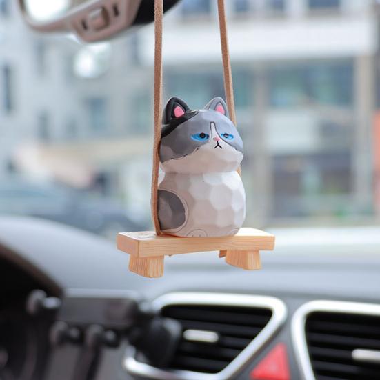 Подвесное украшение для автомобиля в виде кошки, мультяшный кот, зеркало заднего вида, воздушный шарм, милый кот, украшение для интерьера для любителей кошек