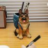 Creative Desktop Animals Pen Holder Resin German Shepherd Crafts Desk Pen Storage Dog Sculpture Ornaments Office Utensils Rack
