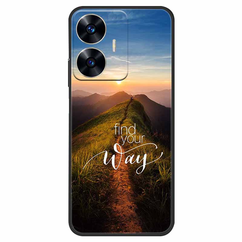 Чехол для телефона Realme C55 Черный Силиконовый Fundas Для Realme C55 RMX3710 ТПУ Мягкая Задняя Панель Coque Звезда Нарисована на RealmeC55 C 55