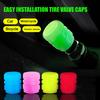12Pcs Glowing Tire Valve Caps Set Fluorescent Air Caps Cover Enhanced Visibility Illuminated Valve Stem Caps for Cars Trucks SUV