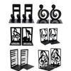 1 Pair L-Shape Music Series Metal Book End Black Artistic Piano Key Bookend Durable Exquisite Music Score Book Holder