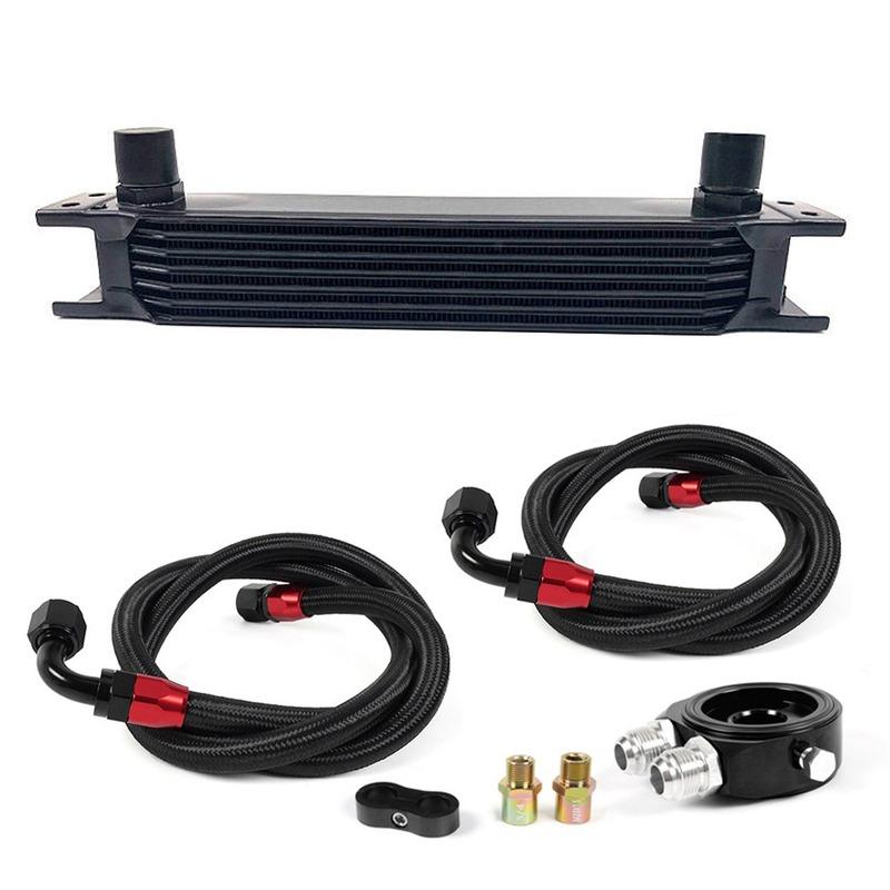Universal 7 ROW AN10 Oil Cooler British Type Engine Transmission Cooling System Radiator Silver Black