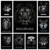 Animal Motivational Wall Art Lion Wolf Leopard Canvas Painting Entrepreneur Quotes Prints Posters Home Office Decor Frameless