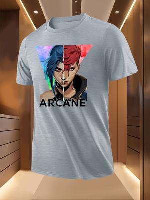 Графическая футболка Arcane - Повседневная с коротким рукавом и круглым вырезом