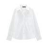 Za Fall and Winter White Base Shirt Tops Loose Long Sleeves Single Striped Style with Pockets Shirt Female 2173262 7727760