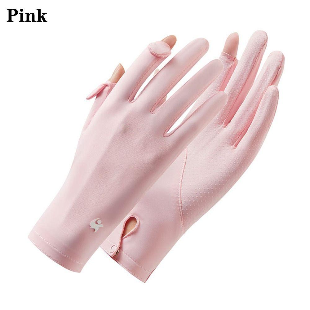Women Sunscreen Summer Ice Silk Gloves Sun Protection Gloves Anti-UV Gloves Mittens