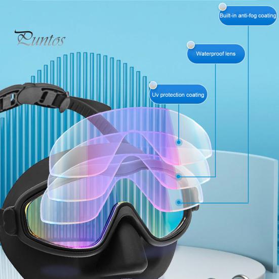 Kids Swim Goggles with Nose Cover Anti-Fog UV Protection Diving Face Guard Wide-Angle Lens No Leak Pool Goggles for Kids Age 3-15