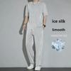 Мужской спортивный комплект Ice Silk, лето 2024 г.: Быстросохнущая рубашка с коротким рукавом и тонкие длинные брюки