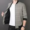 Весенняя и осенняя куртка Мужская куртка Деловая повседневная Молодежь и средний возраст Простая мода Бейсбольный воротник Клетчатая куртка Мужская одежда