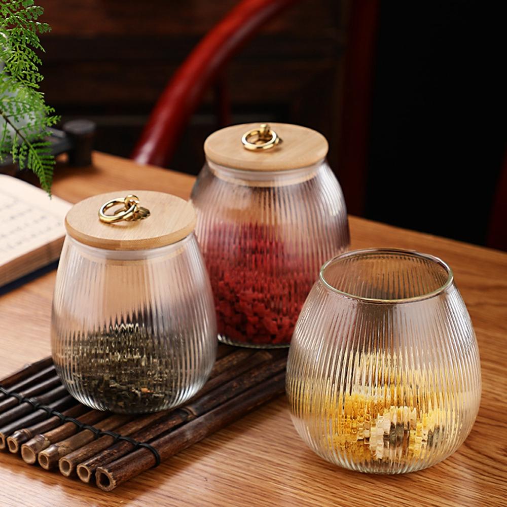 Glass Jars Striped Spices Storage Container Snacks Candy Storage Jar