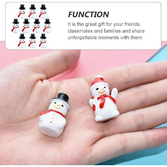 50pcs Mini Snowman Figurines Decoration,Christmas Tiny Resin Snowman Ornament with Hat for Christmas Micro Landscape Ornament