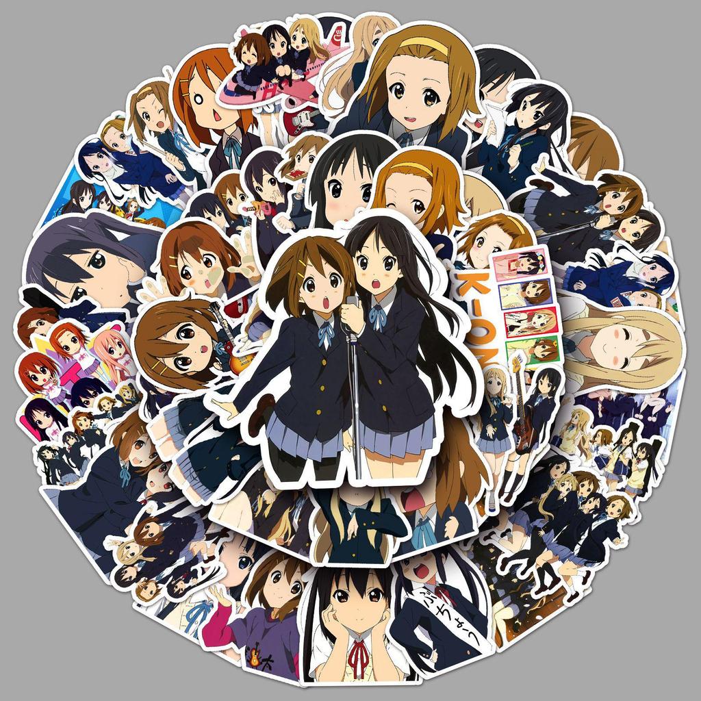 50 японских аниме K-On! Водонепроницаемые наклейки для дневников, бутылок для воды, чемоданов и чехлов для телефонов