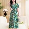 Elegant Women's Summer Dress  New Casual Slim Short Sleeve Long Dress Korean Style Slim Vintage Clothes