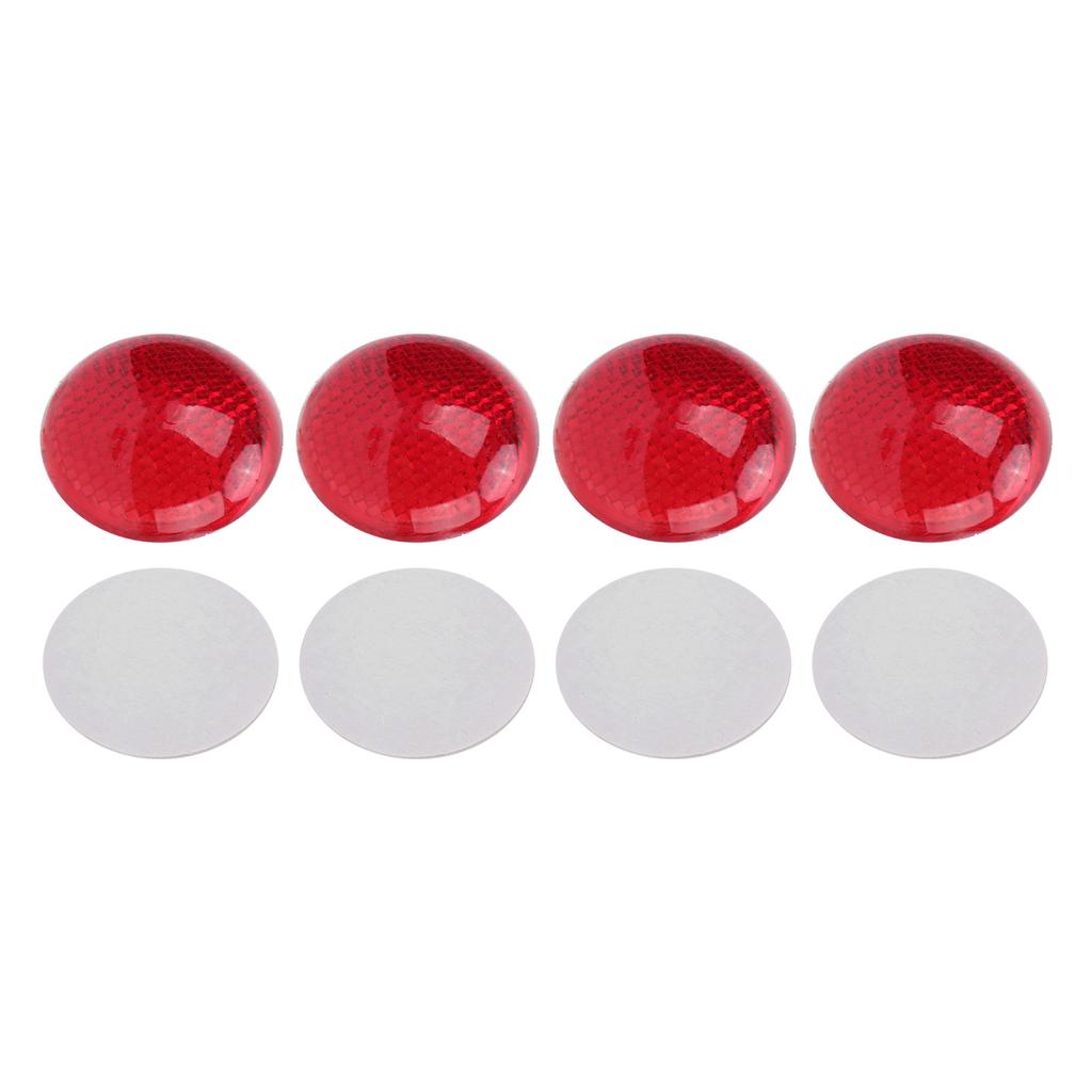 4PCS Red Reflector Round 3Dimensional ABS Decoration Protection Decal for Automobile Motorcycle