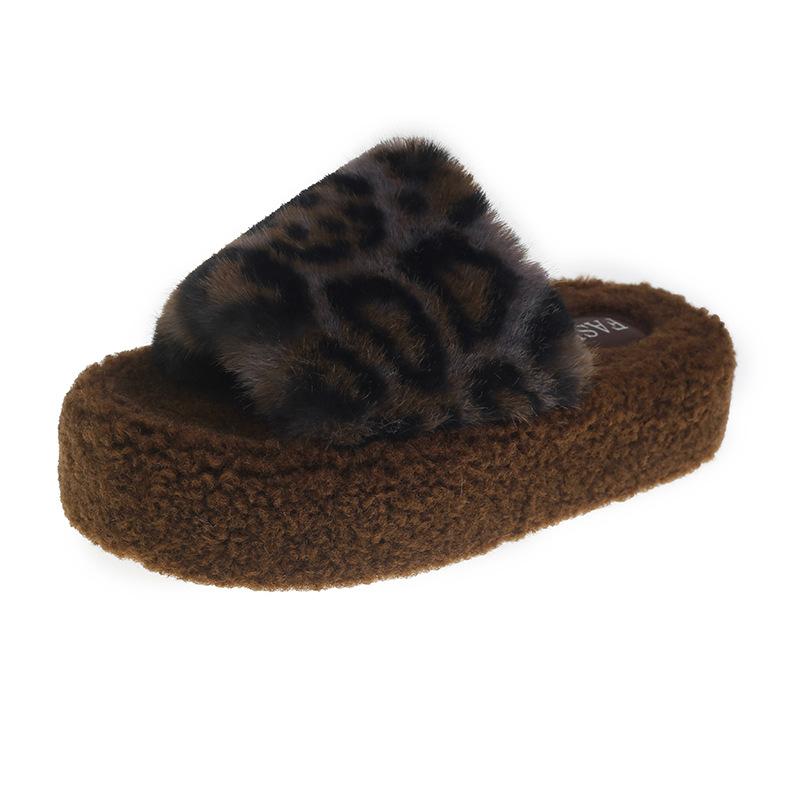 Популярные в интернете тапочки Мао Мао на толстой подошве с леопардовым принтом, женские, новые осенне-зимние 2025 года, для улицы, хлопковые, тапочки Мао Мао, кас