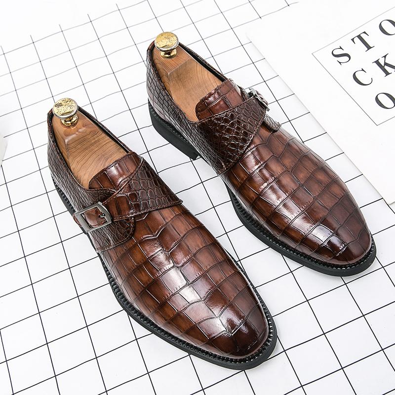 Hot New Monk Shoes Business Leather Laofers Men's Office Shoes Slip-on Shoes Leisure Banquet Shoes Wedding Shoes Plus Size 38-48