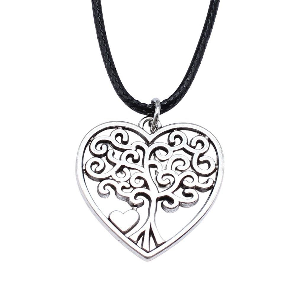 Антикварный кулон-ожерелье "Древо Жизни" Nature Boho Statement Jewelry 45см Кожаная цепочка