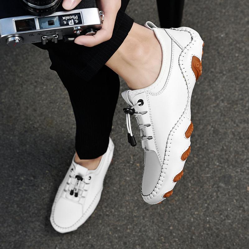 Fashion Men's Casual Sneakers Cow Leather New Driviers Outdoor Shoes Men Loafers Vintage Slip On Designer Flats Leisure Big Size 38-47