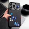 Синий мягкий чехол TPU с рисунком бабочки для iPhone 16 15 14 Pro 13 12 Pro Max 11 с текстурой кожи, ударопрочный, однотонный, тонкий, противоударный, матовый чехол