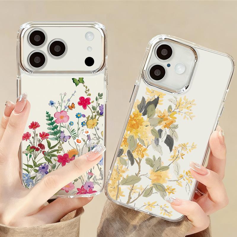 Чехол INS с принтом подсолнуха для iPhone 17 Pro Max iPhone 16 15 14 13 Pro Max 11 17e 16e Покрытие Рамка для камеры Прозрачная Мягкая силиконовая задняя крышка