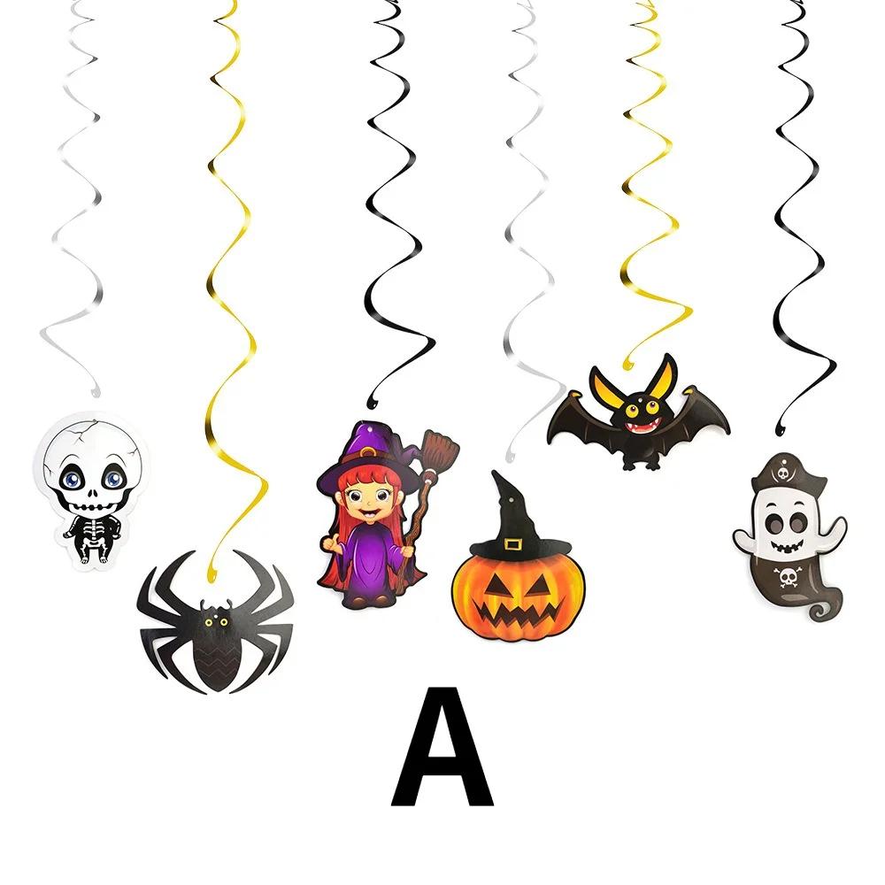 6 шт. Подвесные спирали для потолка, Хэллоуин, украшение для подвешивания, домашний дом ужасов, фестивальные принадлежности для вечеринки, DIY, украшение для мероприятия