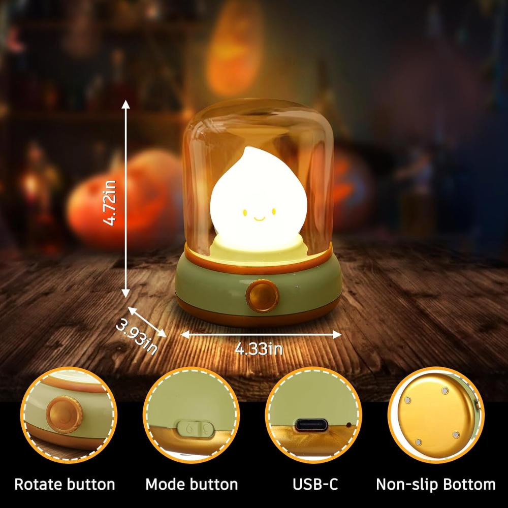 Rechargeable Ghost Campfire Night Light, Cute Ghost Table Lamp, Adjustable Ambience Light, Battery Operated Bedside Lamp, Portable Nursery Night Lamp