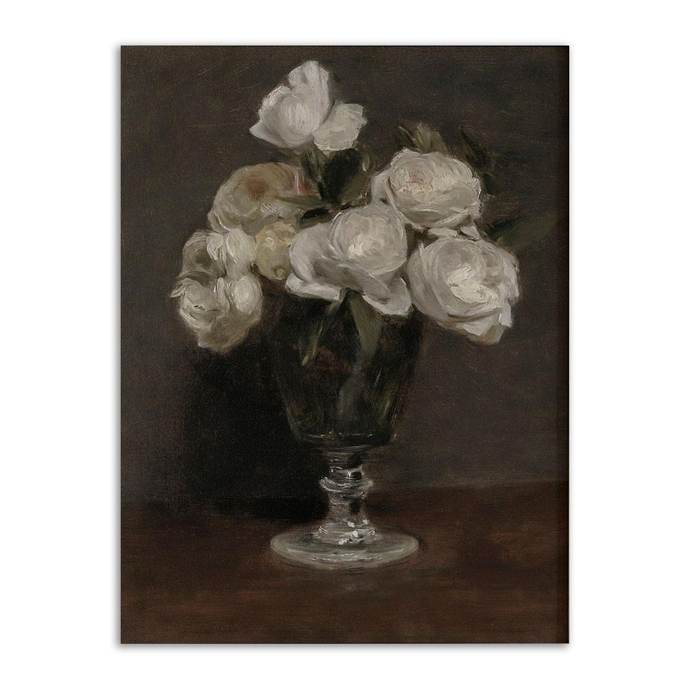 Moody Flower Canvas Painting Vintage Botanical Poster And Print Still Life Dark Flower Wall Art Picture Decoration Room Home Art