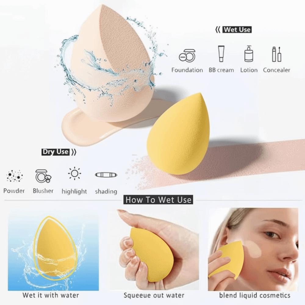 with Egg Case Makeup Sponges Set Yellow Face Makeup Tools  for Foundation Application