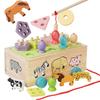Shinse Shape Matching Toy, Montessori Toy, Fishing Game, Building Blocks, Wooden Car, Kids Ages 2, 3, 4, 5, 6, Boys and Girls, Baby, Shape