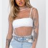Summer Women Mesh Top Sexy Sheer T Shirt Transparent Tops Turtleneck See Through Clothes