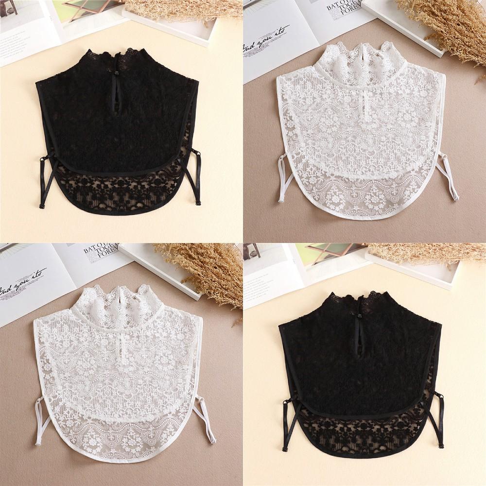 Женская черная/белая блузка с искусственным воротником, осень-зима, съемный воротник рубашки, блузка с накладным воротником, топ, женская одежда, аксессуары