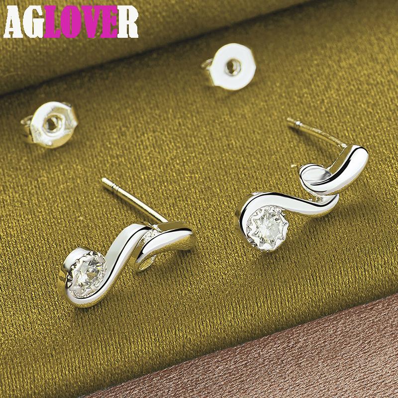 Ювелирные изделия из стерлингового серебра 925 пробы, круглые серьги-гвоздики с цирконом AAA