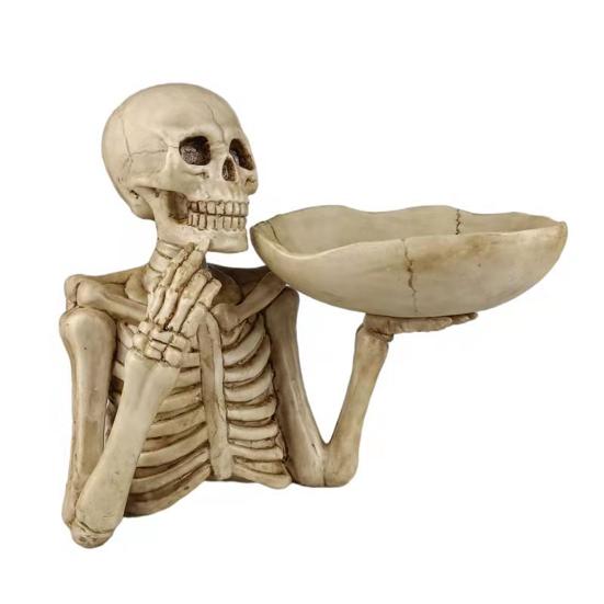 Хэллоуин Череп Конфетница Страшный Скелет Ключ Поднос для хранения фруктов и закусок Смола Панк Череп Декор для дома Столешница Вечеринка Бар