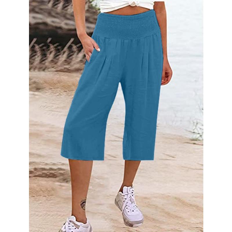 Women's Casual Loose Wide Leg Seven-tenths Pants for Summer Fashion Comfortable Breathable High Waist